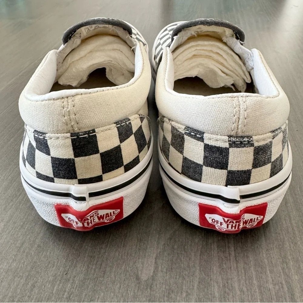 Vans kids unisex black white checkerboard slip on shoes size 2 - Picture 5 of 9